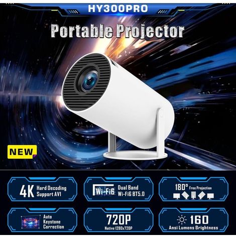 Mini vidéoprojecteur 4K WiFi 6 – Projection 40-130 pouces – Correction trapézoïdale automatique – Android 11 avec Netflix