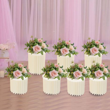 Lot de 7 présentoirs pliables en carton en forme de colonne pour fleurs de dessert, présentoirs cylindriques ronds pour fleurs de mariage 30x30cm/30x40cm (1/5)