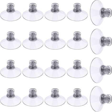 Screw Suction Cups, 20pcs 40mm Clear Suction Cups with Thread, Extra Strong Insulated PVC Plastic Suction Cups for Hanging Curtains, RVs, Windows, Bathrooms, Vans (1/5)