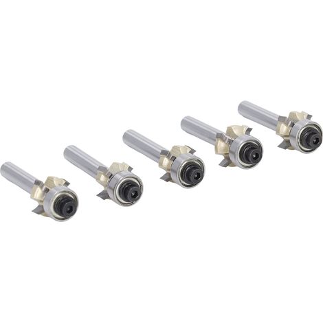 Set mit 5 runden Bündigfräsern, 6,35 mm Schaft, 4 Schneiden, Oberfräse, Kantenprofilierung, Nutenfräsen, Holzbearbeitungswerkzeug, Fasen, Oberflächenbehandlung (1/5)