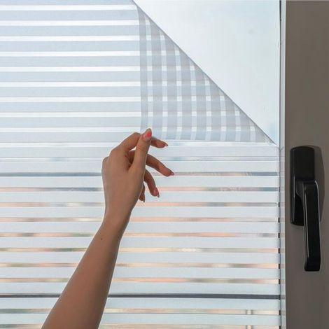 Lámina adhesiva para ventanas a rayas [30x200 cm]，Lámina adhesiva para ventanas，Lámina adhesiva estática para ventanas，Lámina mate para ventanas