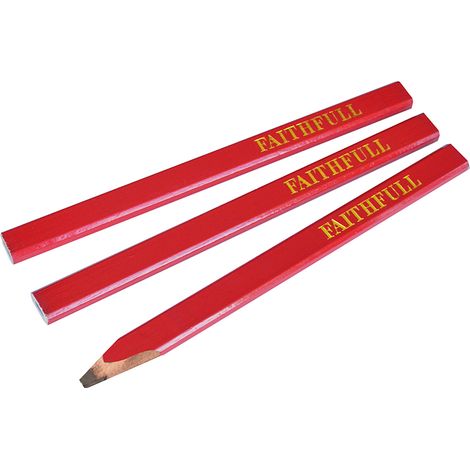 Faithfull Carpenter's Pencils - Red / Medium (Pack 3) FAICPR (1/2)