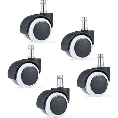 roulette pour chaise de bureau Lot 5 roulettes pour fauteuil Roue de rechange 11/50 mm Pied de siège silencieux pour sol dur Blanc (1/5)