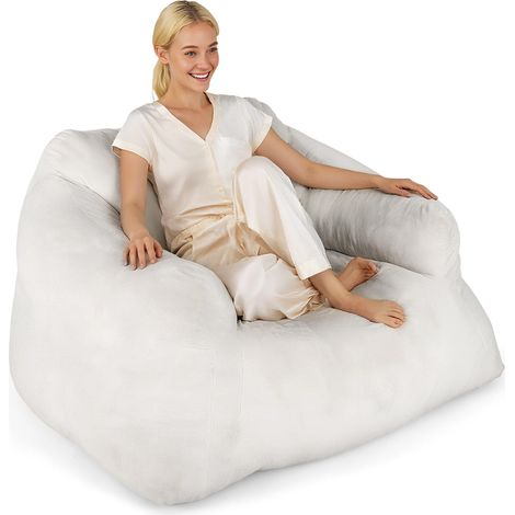 COSTWAY Pouf Poltrona Sacco, Divano Pigro di Peluche con Rivestimento in Velluto Morbido e Fondo Antiscivolo, Divano da Pavimento Imbottito per Soggiorno, 124 x 110 x 68 cm (1/5)