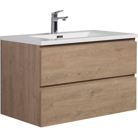 Badezimmer Badmöbel-Set Angela 80cm - Kastanien Eiche - Untersch