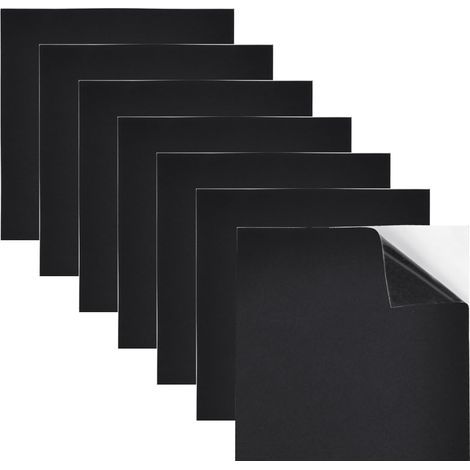 Lot de 7 panneaux de mousse autocollants, panneaux de mousse noirs, 200 x 200 x 3 mm, caoutchouc cellulaire, rembourrage en caoutchouc mousse autocollant, tapis en mousse antidérapant avec support adh (1/5)