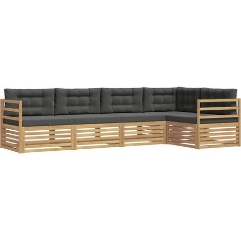 Set di divani da esterno 5 pcs Bianco e Antracite Poliestere vidaXL