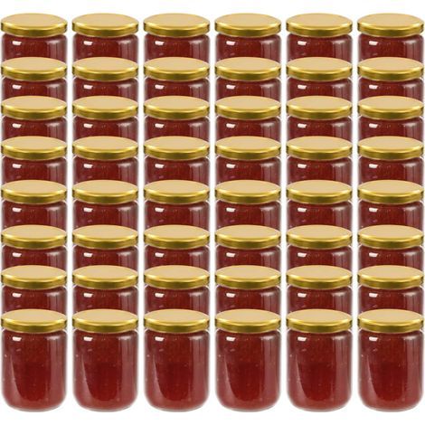 FIMEI 48 pcs Pots à confiture avec couvercle doré Verre 230 ml (1/5)