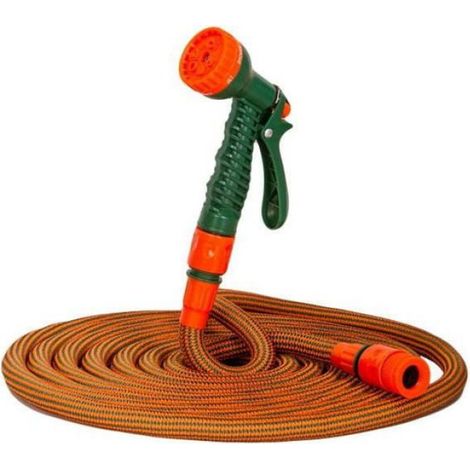Tuyau D Arrosage Extensible - 2 5 M A 10 M - Latex Double Couche - Raccords Rapides - Piston Pulverisateur 7 Modes - 1 Piece (1/2)