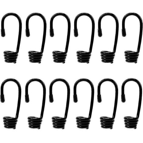 Lot de 12 crochets spiralés, crochets pour sandow, crochets spiralés en acier robuste revêtus de plastique, pour sandow ou cordon élastique de 8 mm de diamètre - yvan
