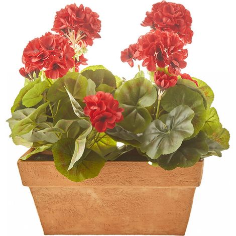 Jardinera de geranio rojo, 29 x 13 x 40 cm (1/5)