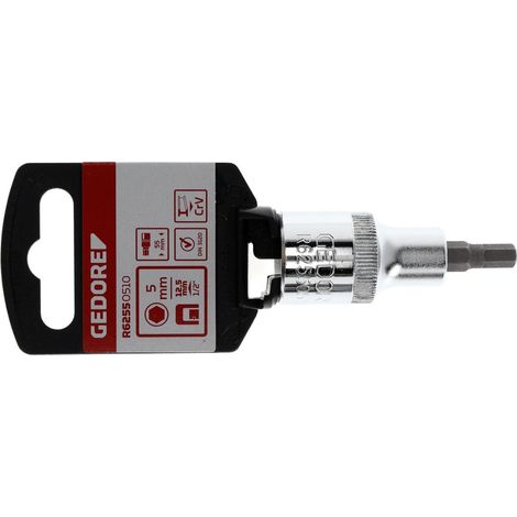 GEDORE Red Inserto Cacciavite, Inserto Esagonale 5 mm, 1/2 pollici, 12.5 mm, Inserto Giravite, Utensile, R62550510, Acciaio (1/4)