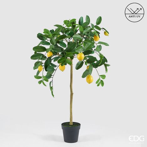 EDG Enzo De Gasperi Limone Anti-UV x9 con Vaso Pianta Artificiale H 125 Cm Verde Giallo