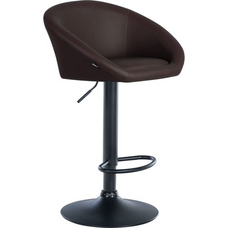 Taburete de bar Davie en polipiel Marrón Metal negro mate