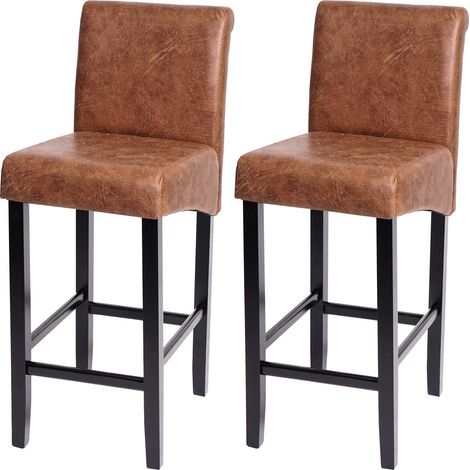 [NON UTILIZZATO] Coppia sgabelli alti HHG-717 Lounge legno tessuto, scamosciato piedi scuri