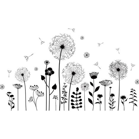 Stickers muraux pissenlit, autocollants floraux, papillons, décoration murale pour chambre à coucher, salon, stickers muraux floraux