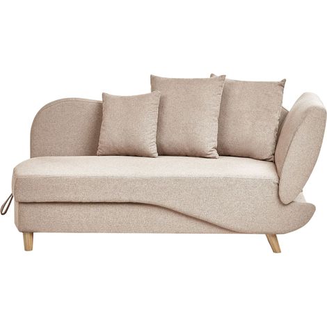 Moderna chaise longue a 2 posti con contenitore Box Throw Cushions in tessuto marrone chiaro Meri II (1/5)