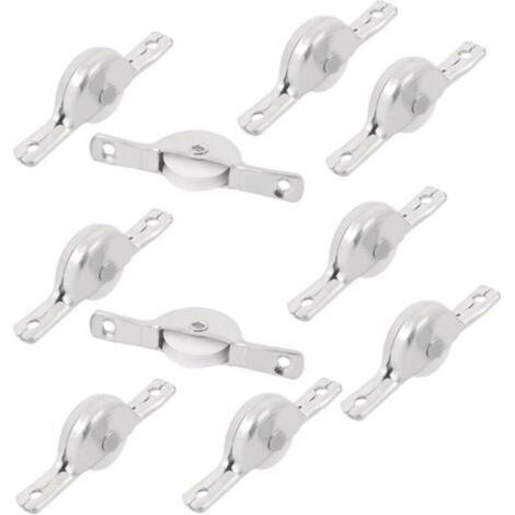 sourcing map Furniture Wardrobe Cupboard Sliding Door Caster 1.8" (46mm) Hole Distance Silver 10pcs (1/5)