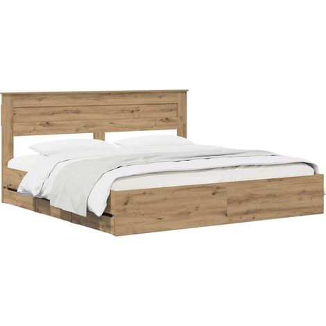 Bed Frame with Storage and Headboard Artisan Oak 180 x 200 cm vidaXL (1/5)
