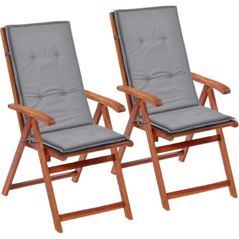 Set 2 cuscini per sedia da giardino in tessuto grigio 120x50x3 cm DEC021544