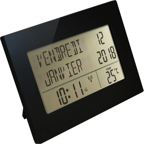 Horloge calendrier radio contrôlée Memento – Affichage température intérieure – 8 langues – 2 alarmes – Dimensions 22 x 16 cm – Orium (1/6)
