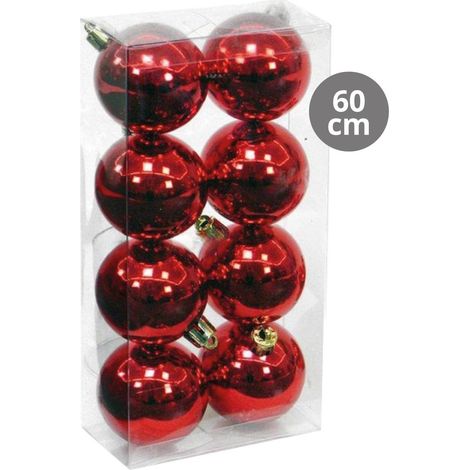 Packung mit 8 Weihnachtskugeln Ø6cm (glänzend) aus rotem und goldenem Kunststoff