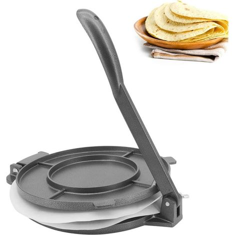 piece tortilla press, 8 inch cast iron tortilla maker, pre-flavored tortilla maker, tools for making tortillas, chapati, roti (1/5)