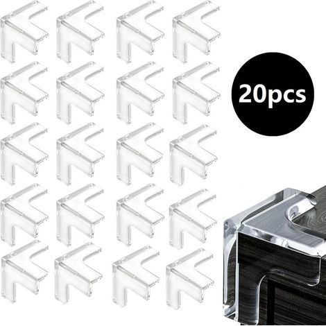 20 pièces protection d'angle de table en forme de T,transparent non toxique doux protection coin de table avec colle,pour cheminée,table,coins de meubles,tables de chevet (1/5)