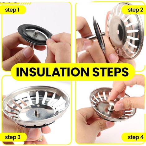 Lot de 2 Bondes évier Inox 80mm - Bouchon de vidange Acier Inoxydable pour Évier de Cuisine, Drainage Rapide, Filtre Anti-Débris et Anti-Rouille, Trousse de 2 Pièces pour Lavabo (1/5)