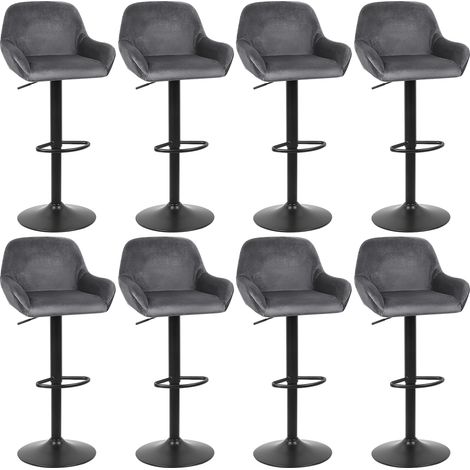 LOT DE 8,Tabouret de bar Braga tissu,CHAISE DE BAR GRIS Métal (1/4)