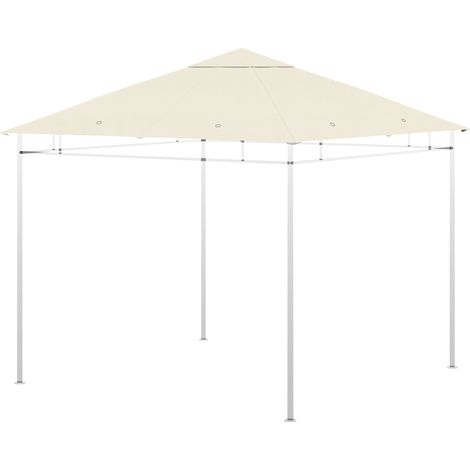Toile de remplacement pour tonnelle de jardin, pavillon tente, toit de gazebo, polyester 180 g/m² 3x3 m, couleur crème (1/5)