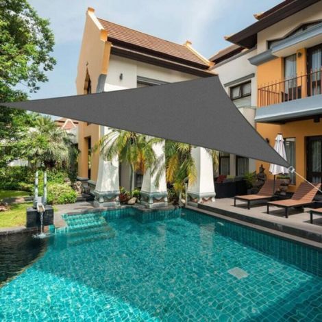 Voile D'Ombrage - Triangulaire 4x4x4 M - Polyéthylène 220 G/M2 - Protection UV 98 % - Pour Jardin Terrasse Piscine (1/5)