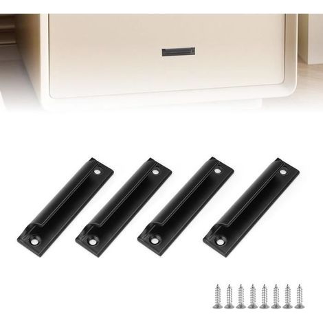 4Pcs Poignée Porte Coulissante,Aluminium Poignee de Porte Exterieur,Noir Poignée Baie Vitrée Coulissante pour Portes de Balcon,Porte (1/4)