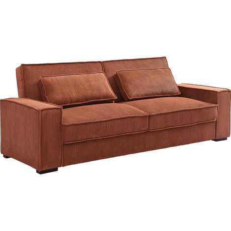 Divano letto 3 posti in Velluto a coste Terracotta  - FINORO
