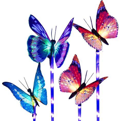 4 lampes solaires de jardin d'extérieur, dirigéLampe solaire de sol papillon (1/5)