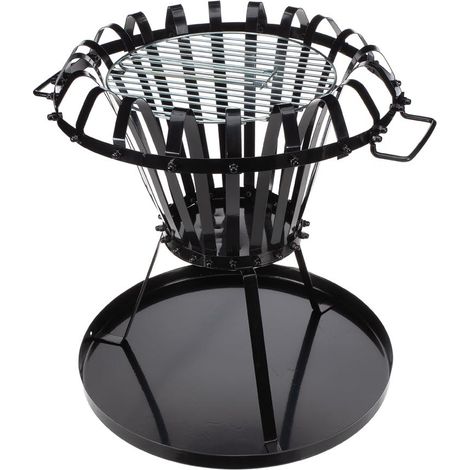 Feuerkorb rund mit Ascheplatte und Grillrost, schwarz, Ø 50cm, Höhe 53,5cm