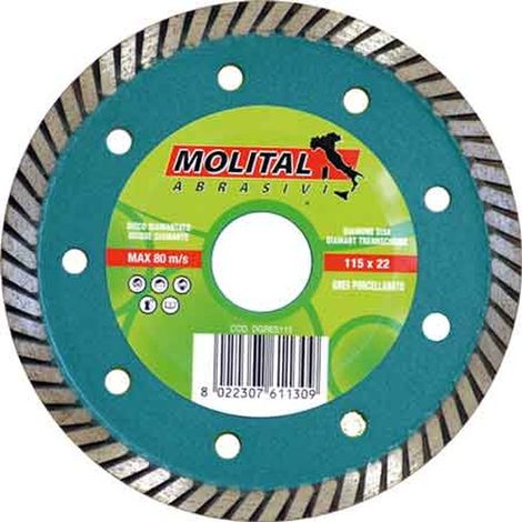 Disco diamantato gres molital diametro 115 mm
