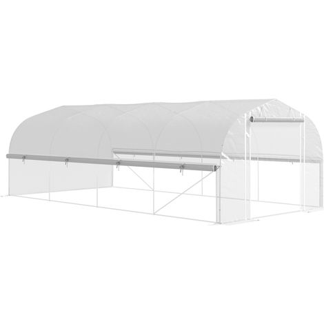 19.5 x 9.8ft Tunnel Greenhouse, with Accessories - White