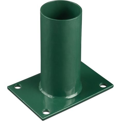 Easycloture – Platine de fixation ronde 60 mm pour portillon grillagé – Acier galvanisé – Fixation sans scellement – Dimensions 100 x 150 mm