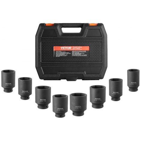 Juego de Dados de Impacto para Tuercas de Eje con Estuche de Almacenamiento, Juego de Dados para Tuercas de Eje Métricos de 12 Puntas y 12,7 mm de Profundidad para Reparación de Automóviles (1/5)