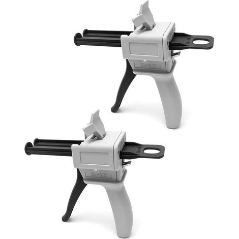 Lot de 2 pistolets distributeurs de 50 ml pour mélange d'impression, 1 : 1/1 : 2 ratio AB, buse de mélange statique (1/5)