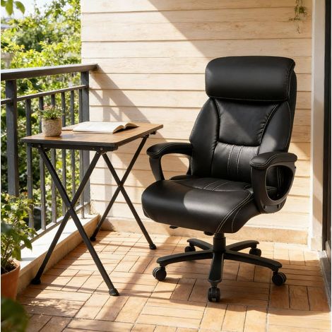 Fauteuil de bureau ergonomique noir, métal OKMYHOME (1/5)