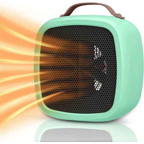 Tragbarer Heizlüfter, tragbare Mini-Keramik-PTC-Elektroheizung mit intelligenter Temperaturregelung 500 W, (grün)