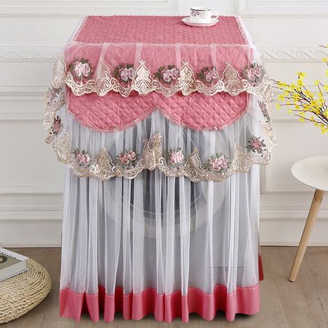 Housse de protection solaire pour machine à laver, en dentelle, anti-poussière, 60 x 60 x 85 cm, rose (1/5)