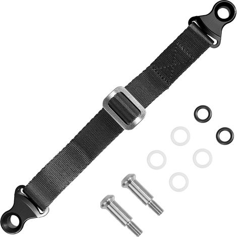 Sangle textile Biketec pour tirer une moto japonaise, avec vis, 350 mm x 2,5 mm x 25 mm, noire. (1/2)