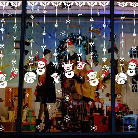 Bogen Weihnachtsfensteraufkleber, Weihnachtsdekorations-Fensteraufkleber mit Schneeflocken, abnehmbare und wiederverwendbare PVC-Fensteraufkleber, geeignet zur Dekoration (1/4)