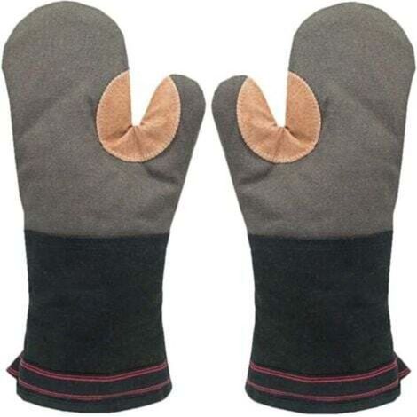 Guantes dobles para horno, manoplas de cuero para horno, guantes universales para barbacoa, guantes de cocina resistentes al calor, guantes de horno largos y gruesos de algodón suave para horno.