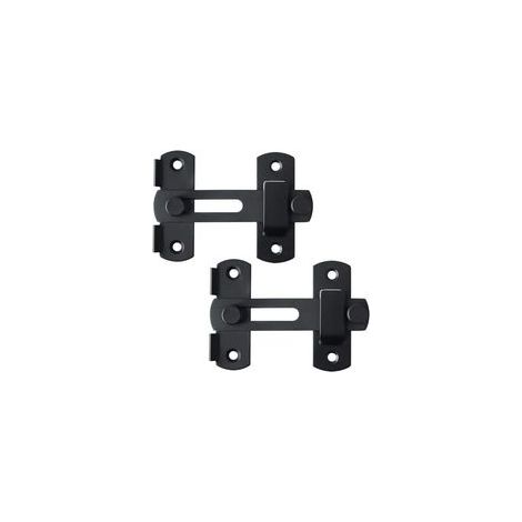 (2 Pcs)Verrou de Porte Coulissante Serrure de Porte Loquet à Bascule Boulon de Verrouillage de Boucle avec Vis, Noir Mat en Acier Inoxydable