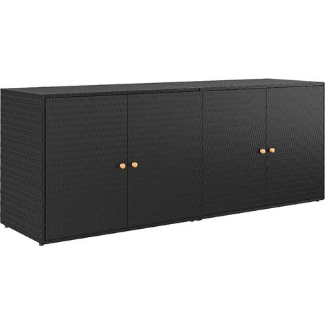 Armario de almacenamiento para jardín de 198 x 55 x 80 cm amplio espacio decorativo poliratán negro 020046634 (1/5)