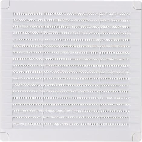 Griglia di ventilazione quadrata con tappi e zanzariera realizzata in ABS di colore bianco 20x20x0,7cm EDM (1/3)